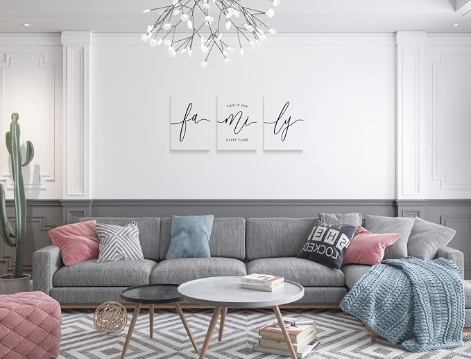 GUBIYU Family Wall Decor Home, Love Art Set of 3 Dining Room Modern Bedroom - Image 3