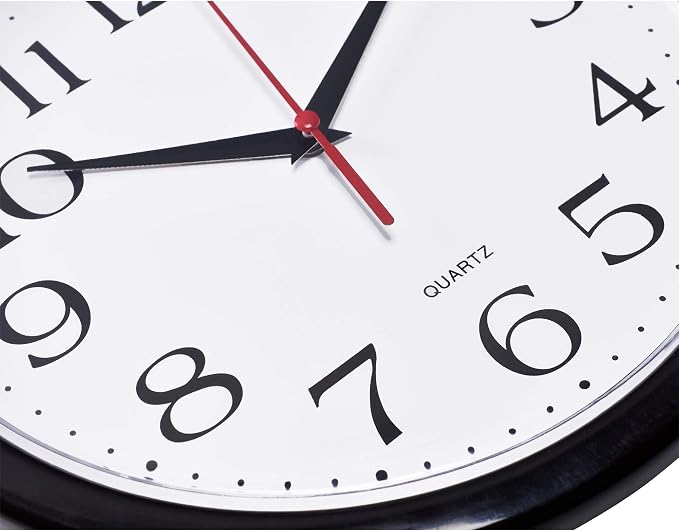 Bernhard Products Black Wall Clock Silent Non Ticking 10 Inch Quality Quartz - Image 2
