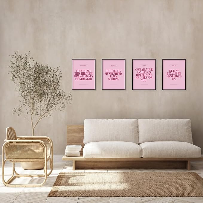 Locomiss Pink Christian Wall Art Decor Posters, Modern Bible Verse Prints - Image 4