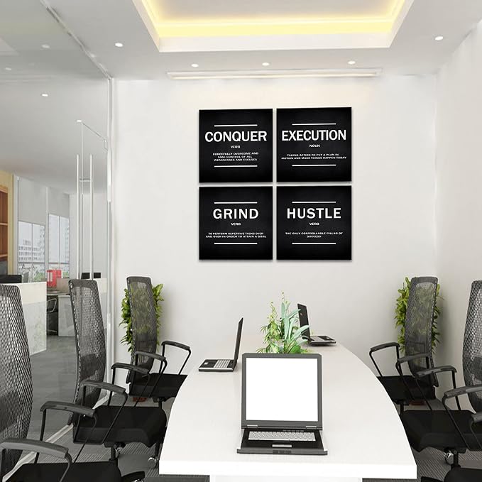 KAWAHONE Grind Hustle Execution Quotes Framed Wall Art, Success Canvas Print - Image 3
