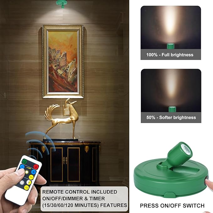 HAMVIDNE LED Spotlight, Battery Powered Picture Lights, Uplight Indoor - Image 2