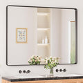 Keonjinn Black Bathroom Mirror for Over Sink, Matte Black Sandblasted Finish by Keonjinn