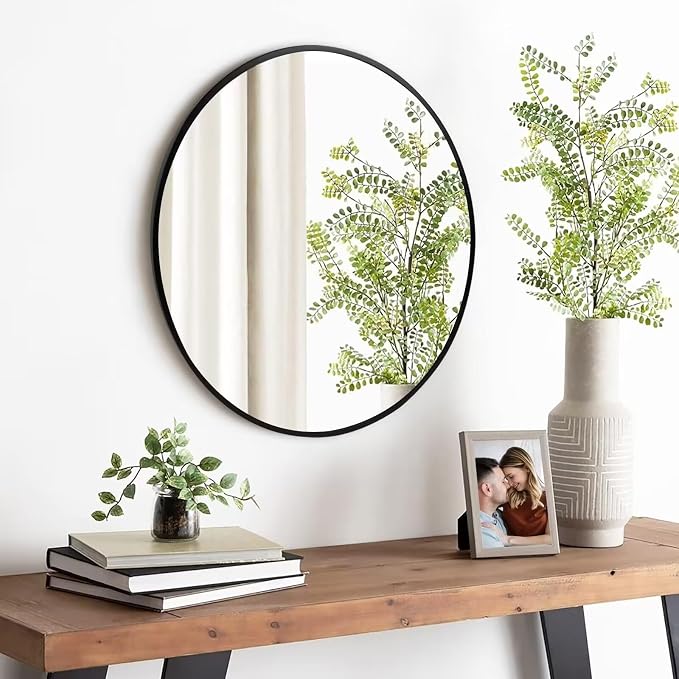 Fabuday Black Round Mirror for Wall 24 inch - Image 4