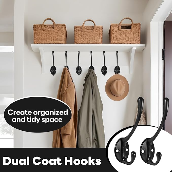 Wall Hooks for Hanging, 20-Pcs Heavy Duty Metal Coat Hooks, for Living Room - Image 4
