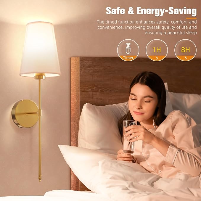 NIORSUN 25.4 inch Battery Operated Wall Sconce Set of 2, 9 Colors Wireless - Image 6
