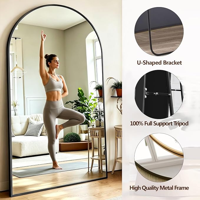 DMWOODFL 46"x90" Extra Large Arched Full Length Black Mirror - Image 3