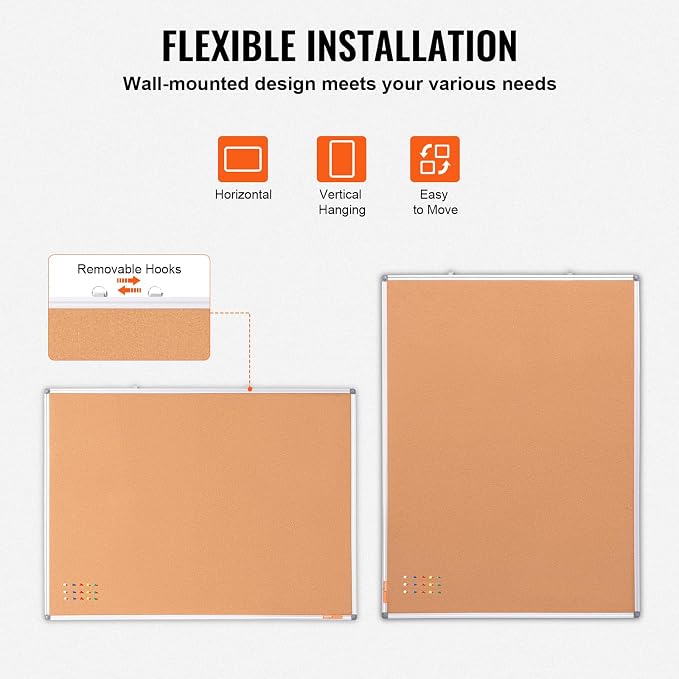 VEVOR 48"x36" Large Cork Board – Wall-Mounted Bulletin Board - Image 5