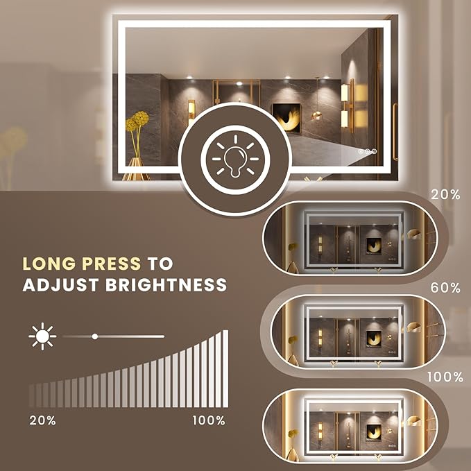 LOAAO 50"X30" LED Bathroom Mirror - Image 4