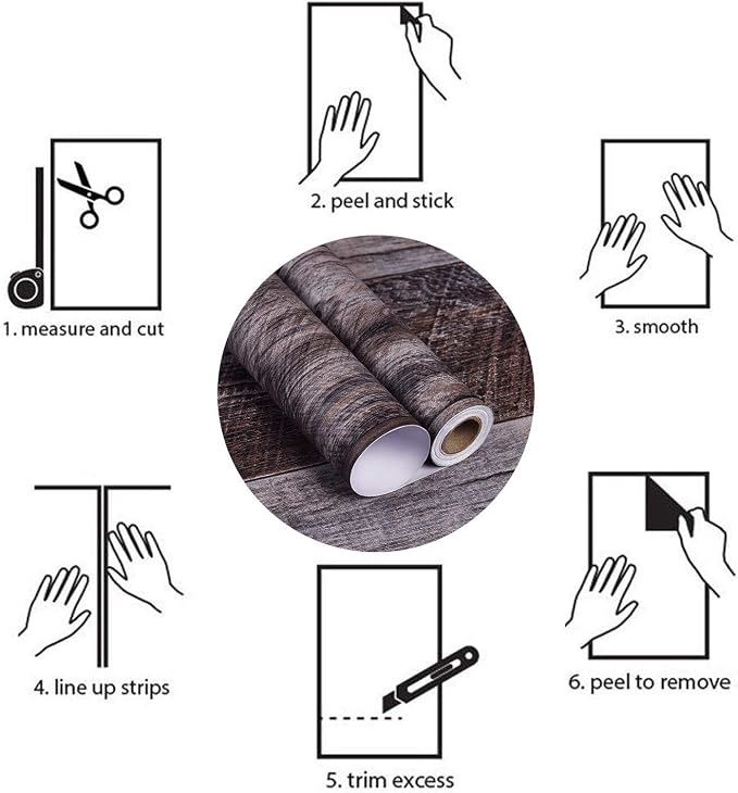 WENMER 17.71" x 118.1" Grey Wood Peel and Stick Shiplap Self-Adhesive Wallpaper - Image 7