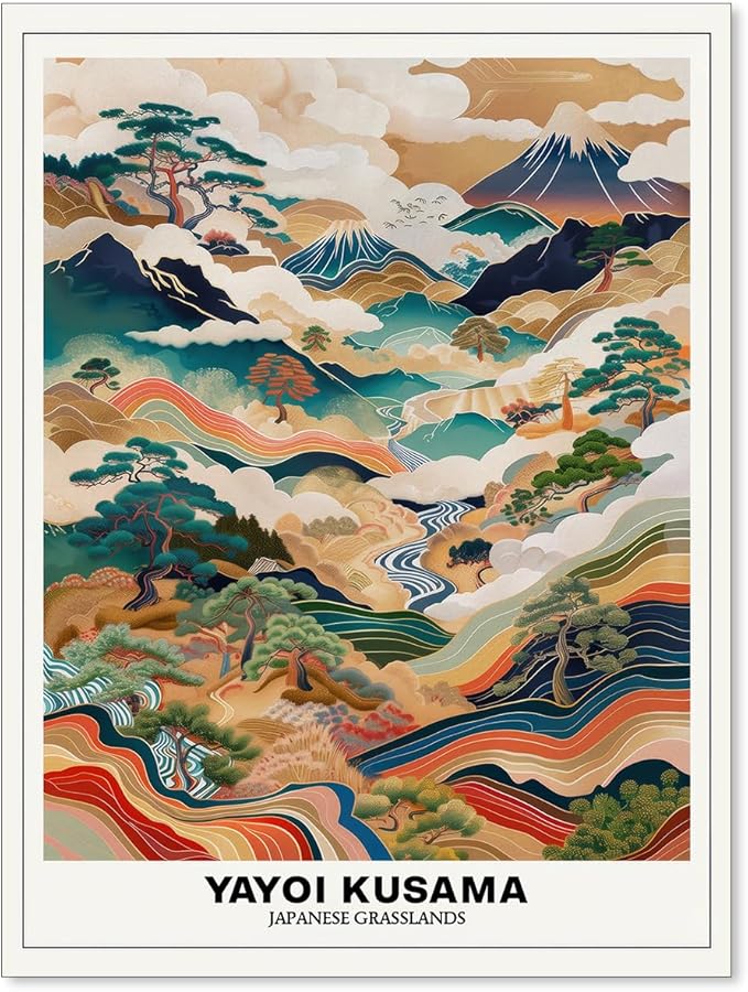 Vintage Yayoi Kusama Grasslands Posters Japanese Wall Art Yayoi Kusama Abstract by Unknown