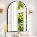 Arched Wall Mirror 38x26 Inch Black Bathroom Vanity Mirror by SageNest