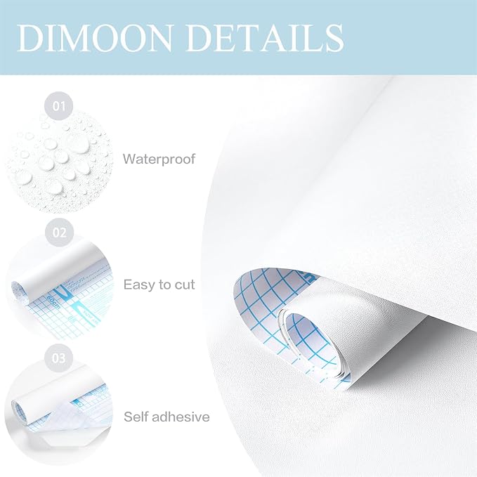 Dimoon 236''x17.7'' White Thicken Peel and Stick Wallpaper Contact Paper Modern - Image 3