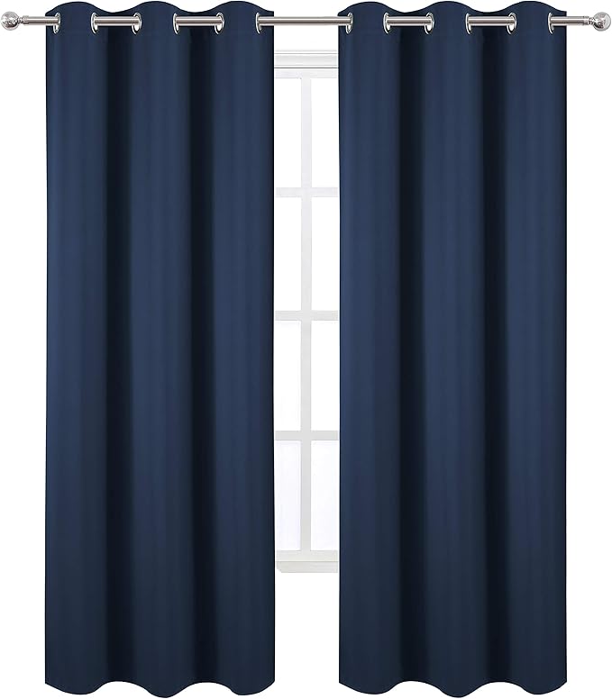 LEMOMO Navy Blue Blackout Curtains 34 x 84 Inch Length/Set of 2 Curtain - Image 2