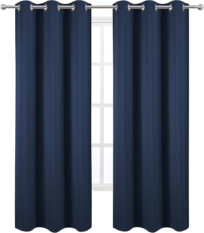 LEMOMO Blackout Curtains 42 x 84 inch/Navy Curtains Set of 2 Panels/Thermal - Image 2