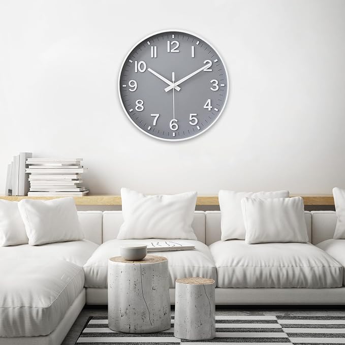 HZDHCLH Wall Clocks Battery Operated, Wall Clock Gray, 8 inch Wall Clock Silent - Image 9