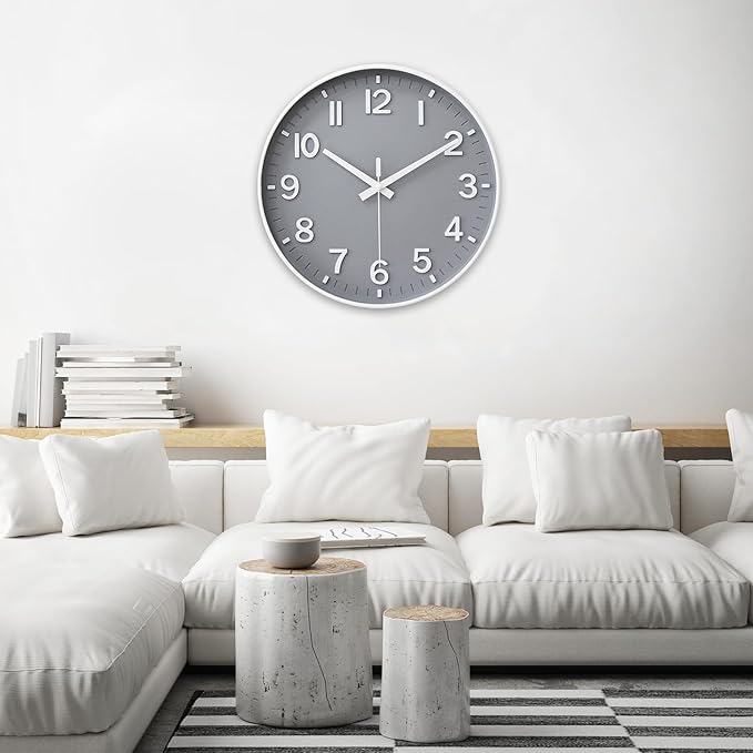 HZDHCLH Wall Clocks Battery Operated, Wall Clock Gray, 14 inch Wall Clock - Image 7