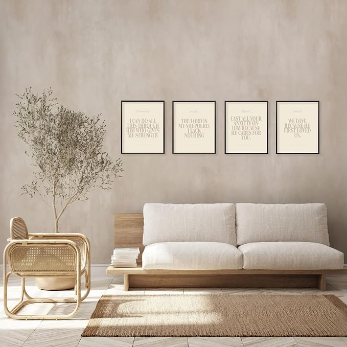 Locomiss Beige Christian Wall Art Decor Posters, Modern Bible Verse Prints - Image 4