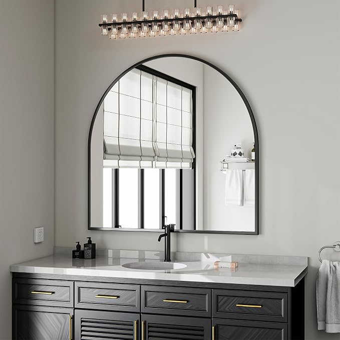 VooBang Wide Arched Wall Mirror, 38 x 40 inch Arch Bathroom Mirror, Wall - Image 2