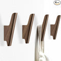 Wood Wall Hooks 4 Pack Coat Hooks Wall Mount Walnut Wooden Hooks by FCOWK