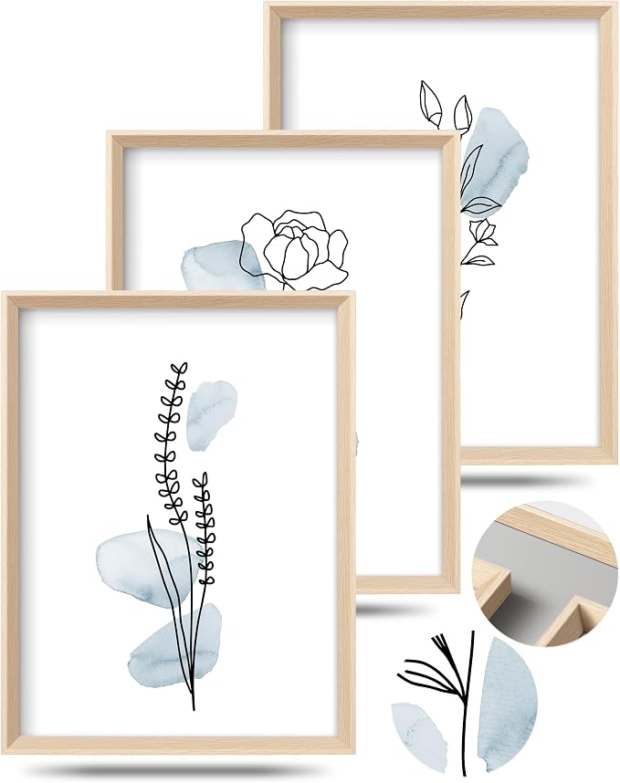 HesenDot Framed Blue Floral Canvas Wall Art, Minimalist Botanical Wall Art Decor - Image 8