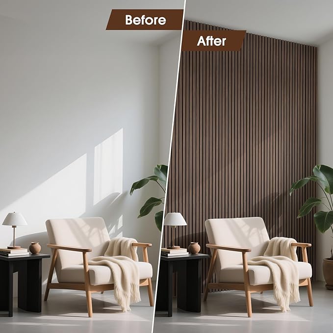 Wood Slat Wall Panels 4 Pack 94.5" x 7.9", Acoustic Wooden Panel - Image 6