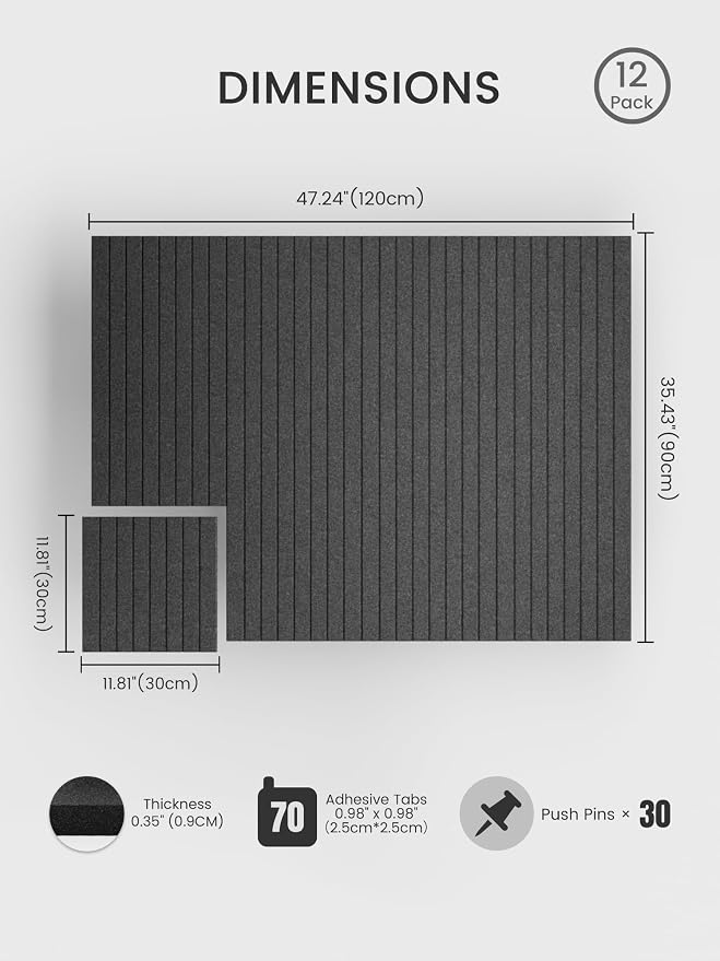 Bumusty Large Cork Board Alternative-48 x 36" Felt Bulletin Board Tiles - Image 2
