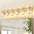 Modern Bathroom Vanity Light 6-Lights Brass Gold Vanity Light Crystal Wall by AIXIALIN