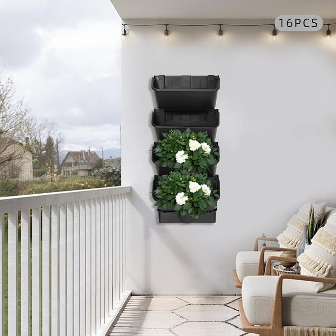 Vertical Wall Planter with 16 Pots, Hanging Garden Plant Flowerpot Holder - Image 6