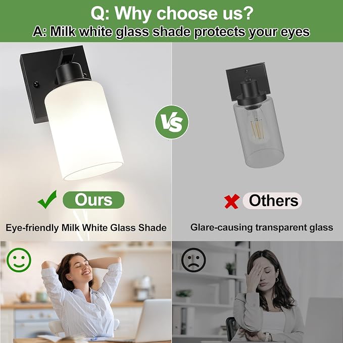 MOKATNG Set of 2 Wall Sconces for Bathroom, Bathroom Wall Lamp for Mirror - Image 5