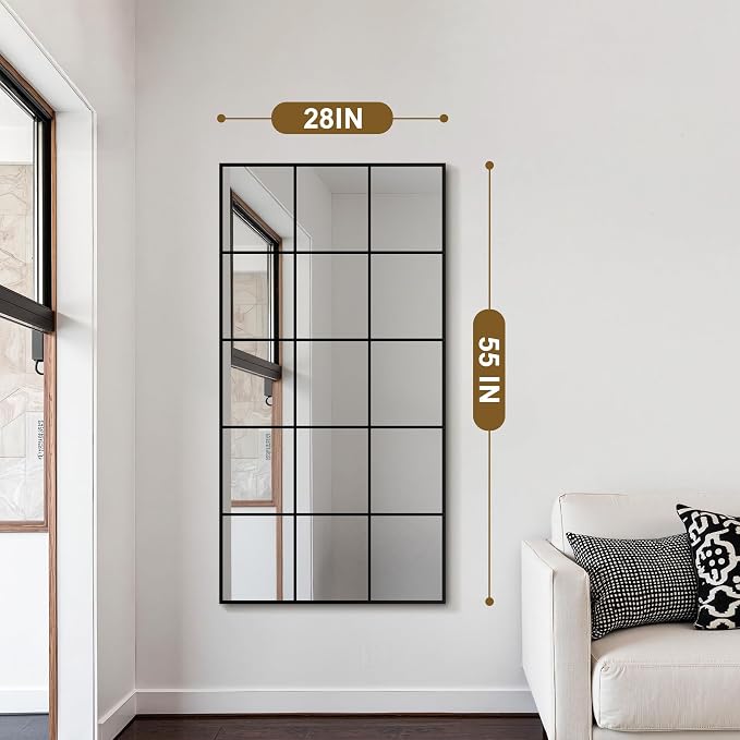 Window Mirrors for Wall Decor, Large Wall Mirrors Decorative Window Pane 28 x 55 - Image 2