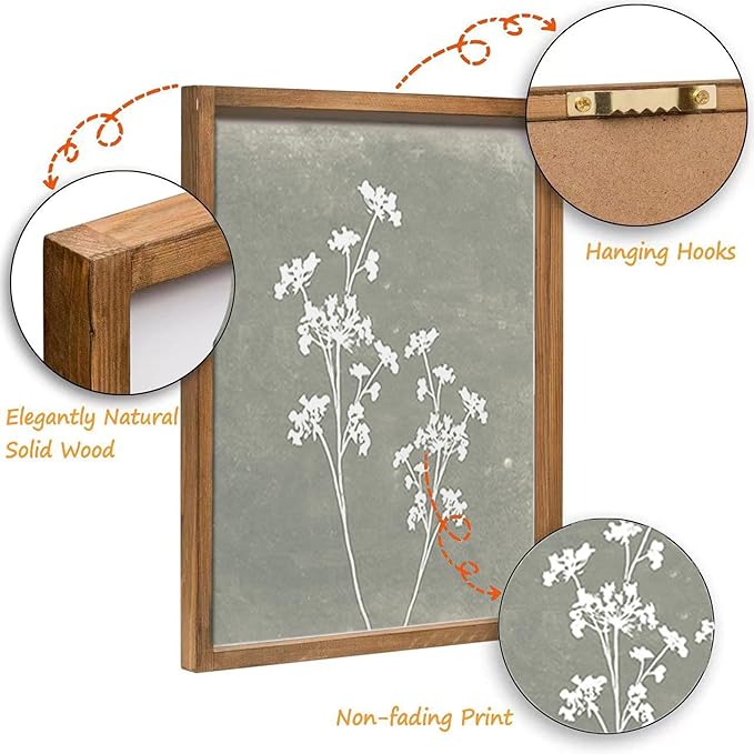 Framed Boho Wall Art Set of 4 for Wooded Minimalist Botanical Print Wall Art - Image 6