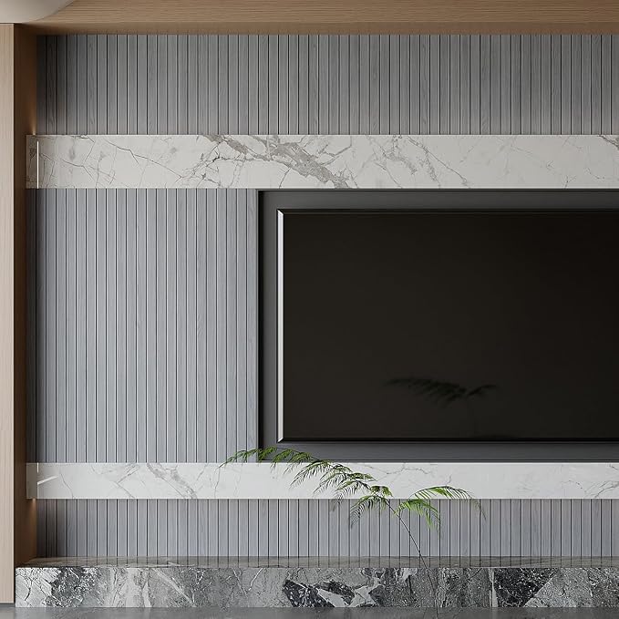Yutianli PVC Slat Wall Panel Peel and Stick 118"x 15.7" Faux Wood Slat Panel - Image 5
