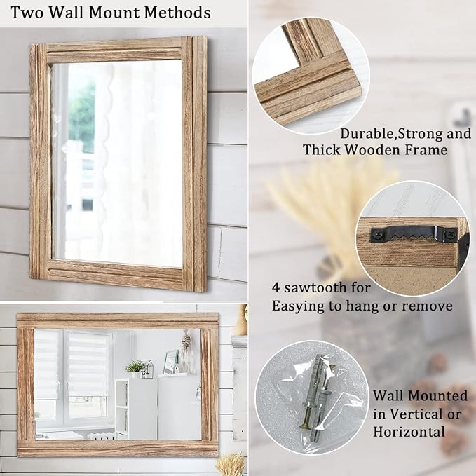 AAZZKANG Rustic Mirror for Wall - Image 3