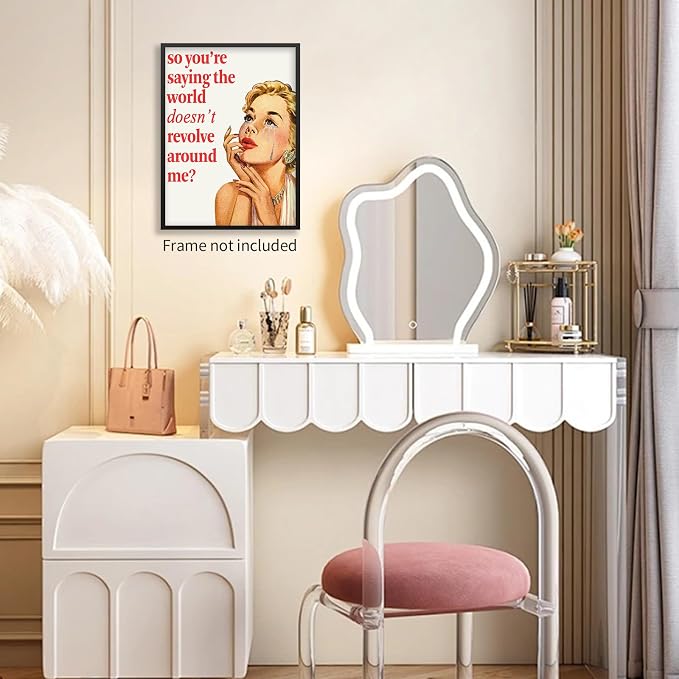 noxozoqm 70s Pink Sexy Women Poster Funky Funny Quote Wall Art Retro Housewife - Image 6