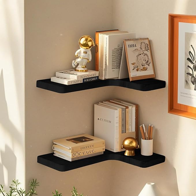Floating Corner Shelves Set of 3, Solid Wood Picture Wall Shelf, Floating - Image 5