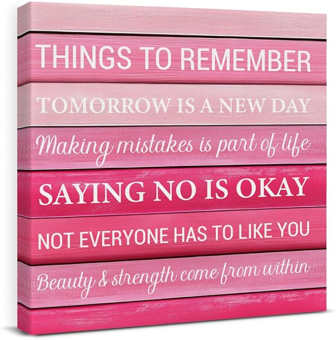 Inspirational Pink Wall Art Decor, Preppy Motivational Room Sign by VAHATAN