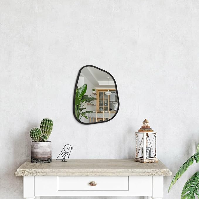 Asymmetrical Mirror for Wall Irregular Oval Wood Frame Modern Unique Wall - Image 4