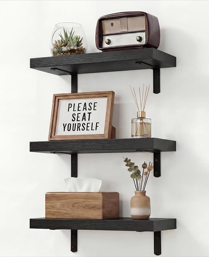 Easy Install Floating Shelves, 15.7 Inch Wall Mounted Wood Shelf, Hanging Shelf by Unknown