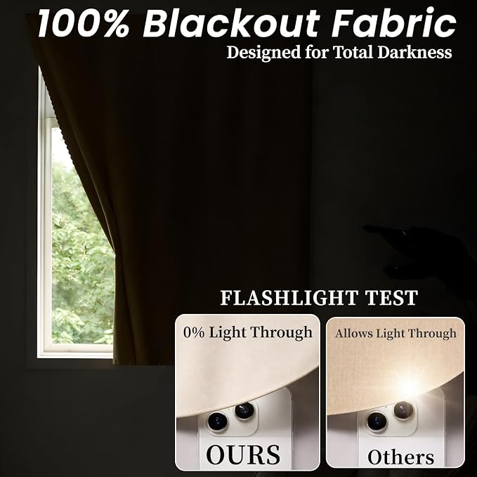 AJAZZ 100% Blackout Curtains for Bedroom Self Adhesive Curtains Temporary - Image 3