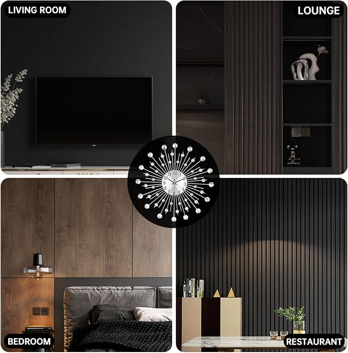 Large Wall Clock for Living Room Decor Non-Ticking Quiet Metal Quartz Clocks - Image 4