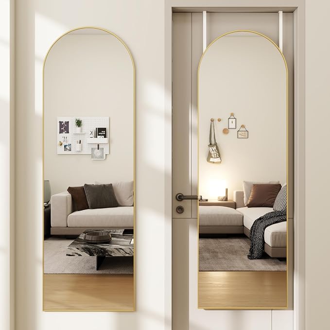 Arched Full Length Door Mirror 14x48, Metal Frame by JAWGLOW