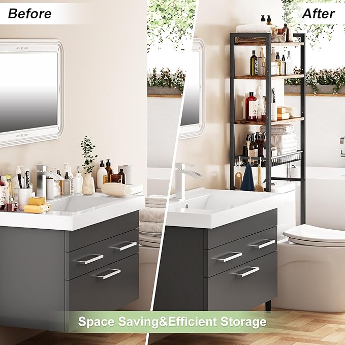 Kalrin Over-The-Toilet Storage Rack, 4-Tier Bathroom Organizer Shelf Over Toilet - Image 4