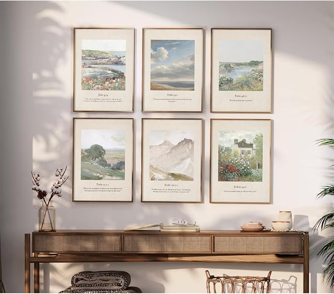 Christian Scripture Wall Art Set of 6 Bible Verse Canvas Wall Decor Psalm 23 - Image 4