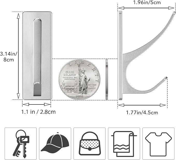 pickpiff Silver Self Adhesive Coat Hooks - Image 4