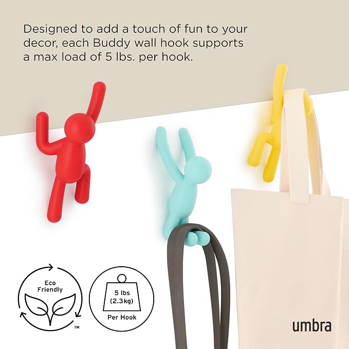 Umbra Buddy Wall Hooks – Decorative Wall Mounted Coat Hooks - Image 5