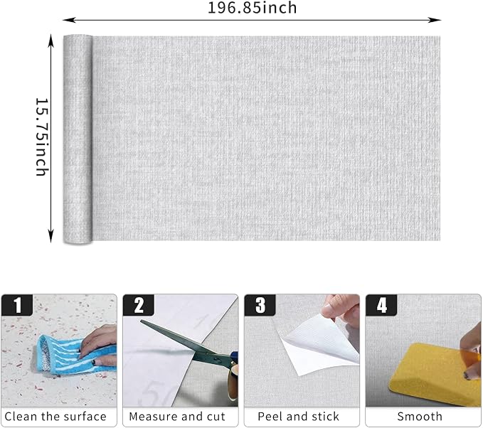 Light Grey Grasscloth Peel and Stick Wallpaper, Vintage Textured Contact Paper - Image 3