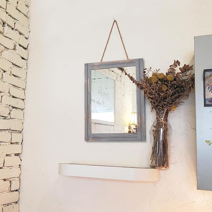 AAZZKANG Wood Framed Mirror Rectangular Rustic Wall Mirrors Decorative Small - Image 4