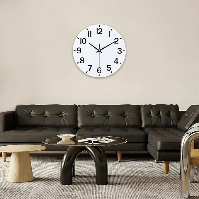 HZDHCLH Wall Clock 12 Inch Silent Non Ticking Wood Battery Operated White - Image 8