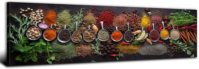 Large Colorful Kitchen Wall Art Spices Herb Food Picture by AREBOLOLLC