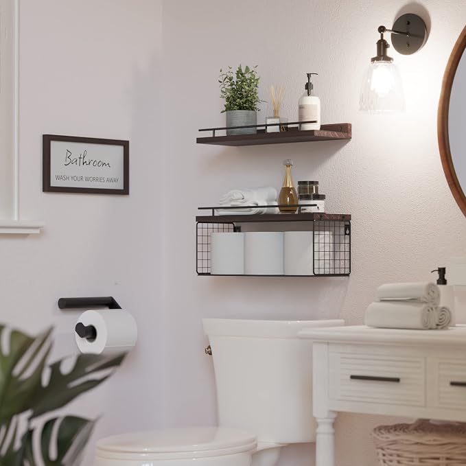 WOPITUES Floating Shelves for Wall Decor Sign, Bathroom Organizers and Storage - Image 5